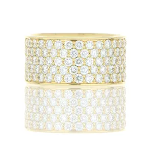 18k Yellow Gold Silk Pave Diamond Fashion Ring