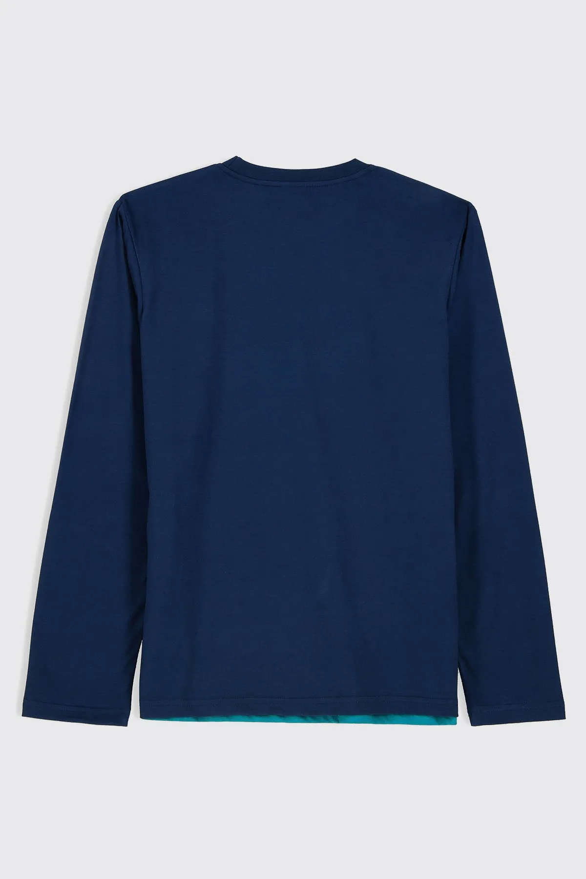 Aqua Green & Blue Paneled Embroidered T-Shirt (Plus Size) - W23 - MT0278P