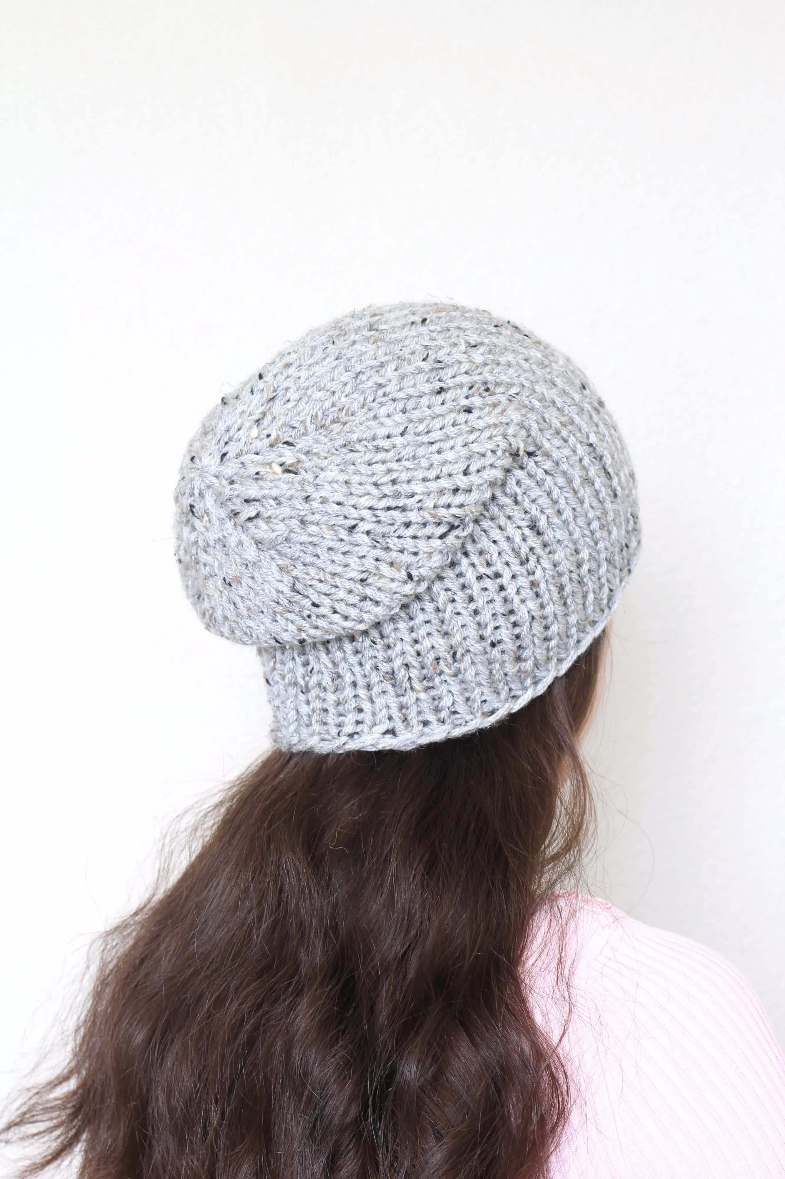 Beanie hat, knit hat, slouchy hat, knit beanie in soft pink color