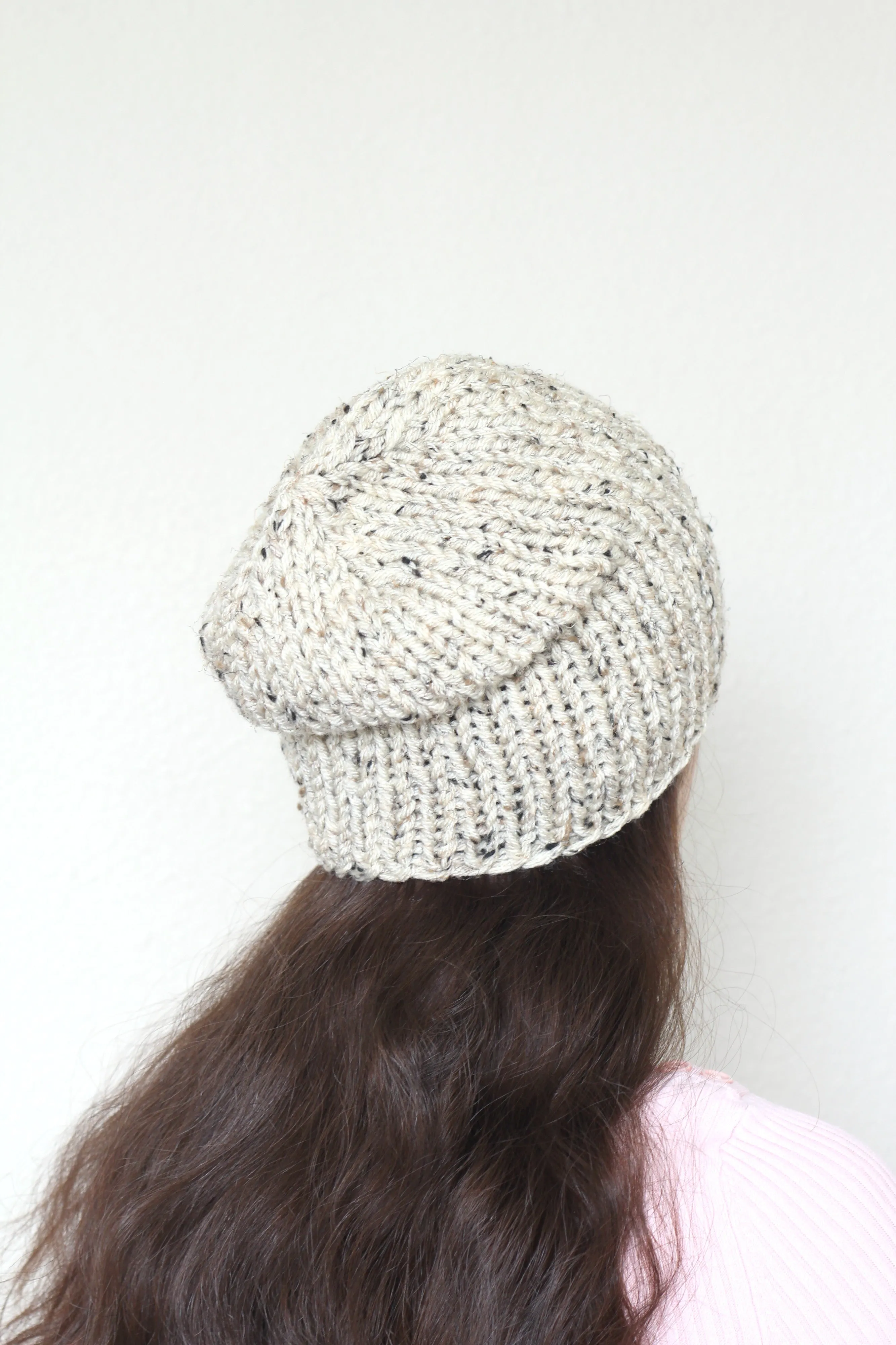 Beanie hat, knit hat, slouchy hat, knit beanie in soft pink color