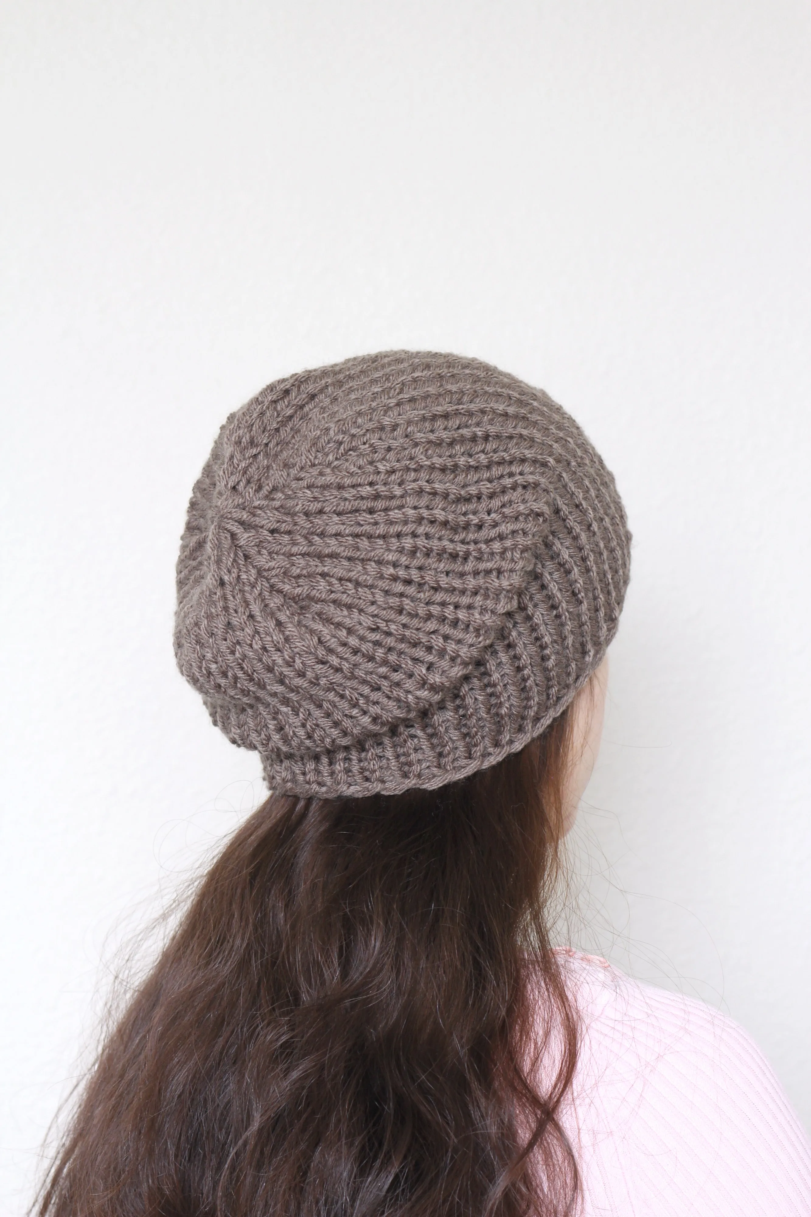 Beanie hat, knit hat, slouchy hat, knit beanie in soft pink color