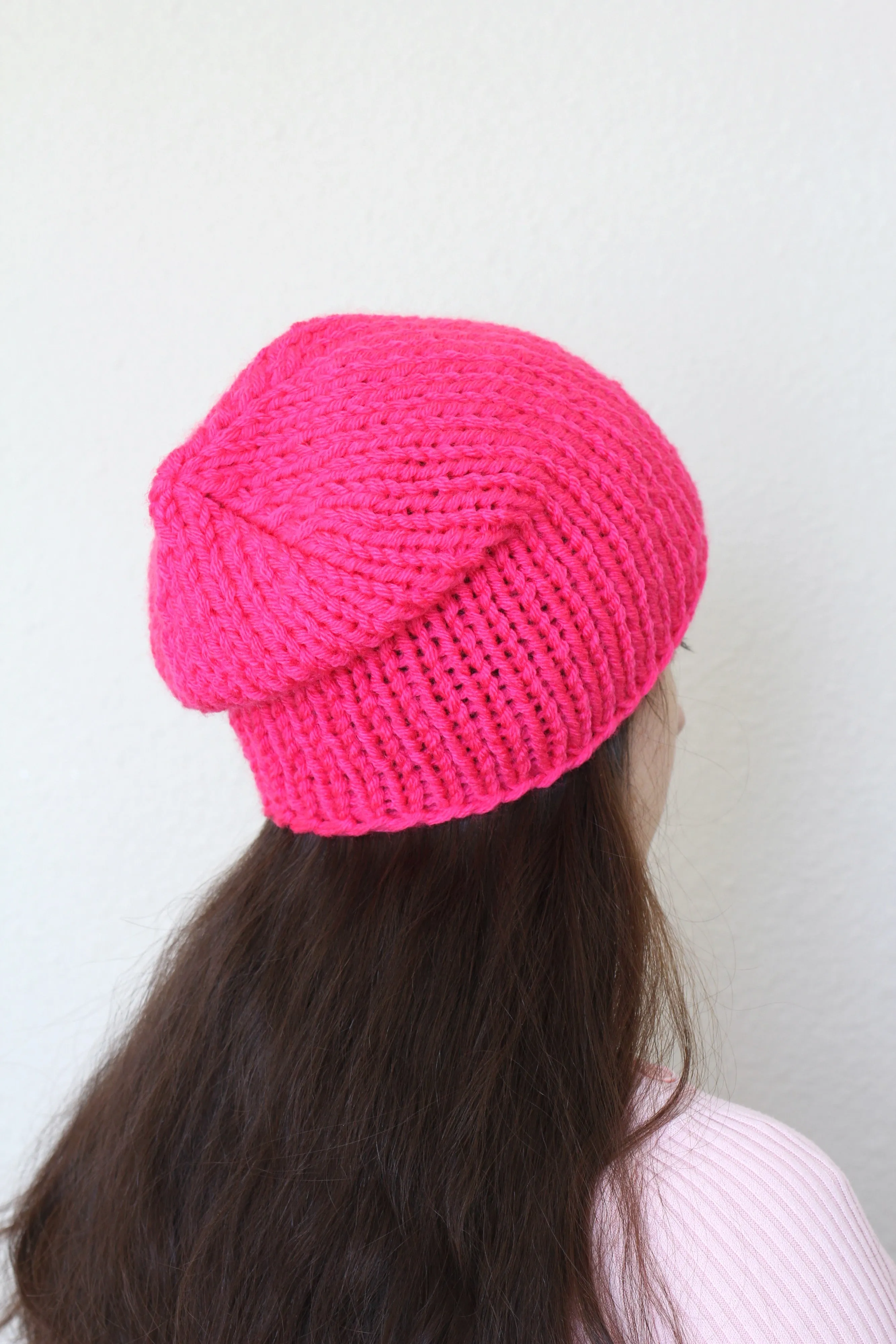 Beanie hat, knit hat, slouchy hat, knit beanie in soft pink color