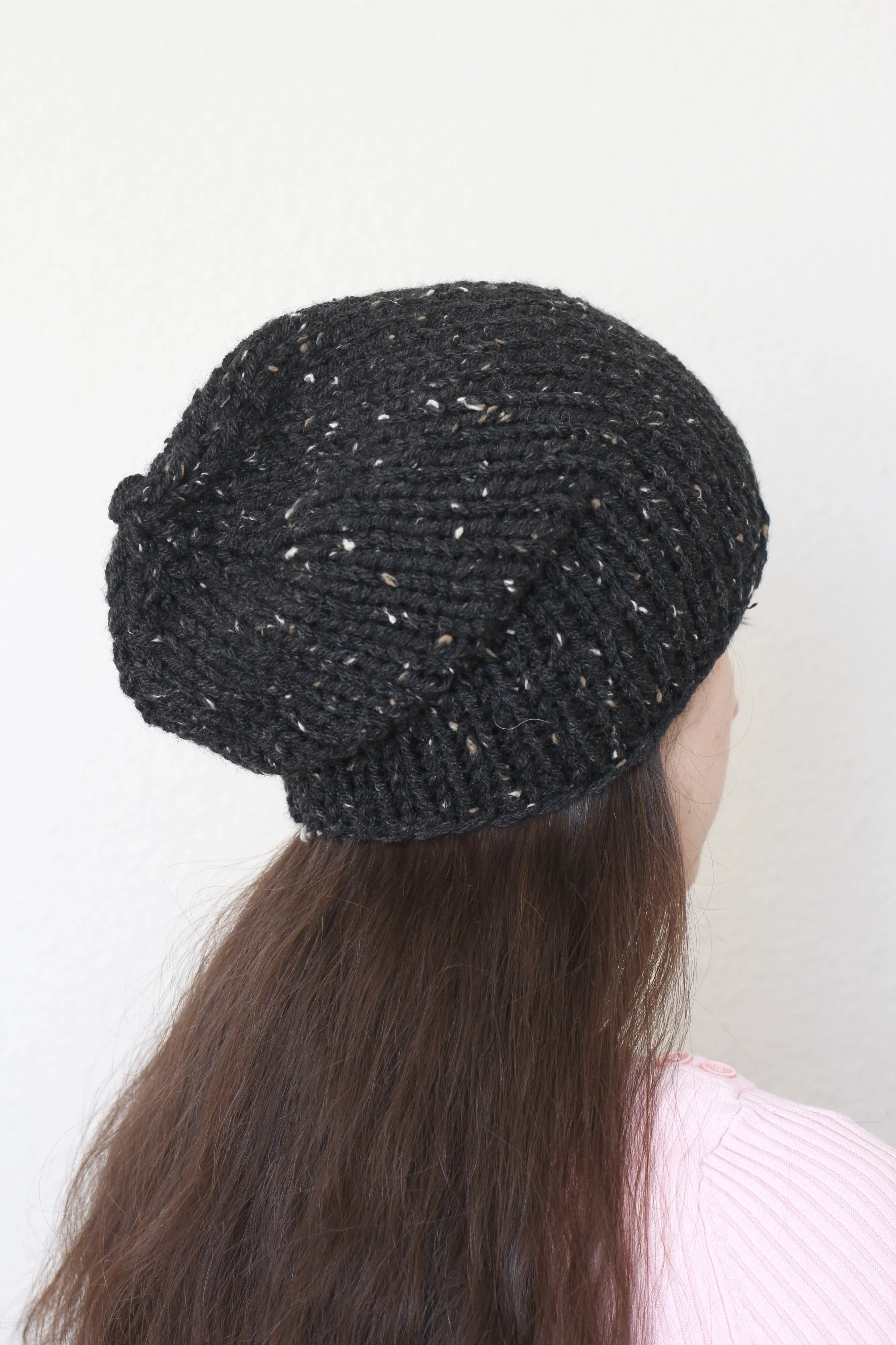 Beanie hat, knit hat, slouchy hat, knit beanie in soft pink color