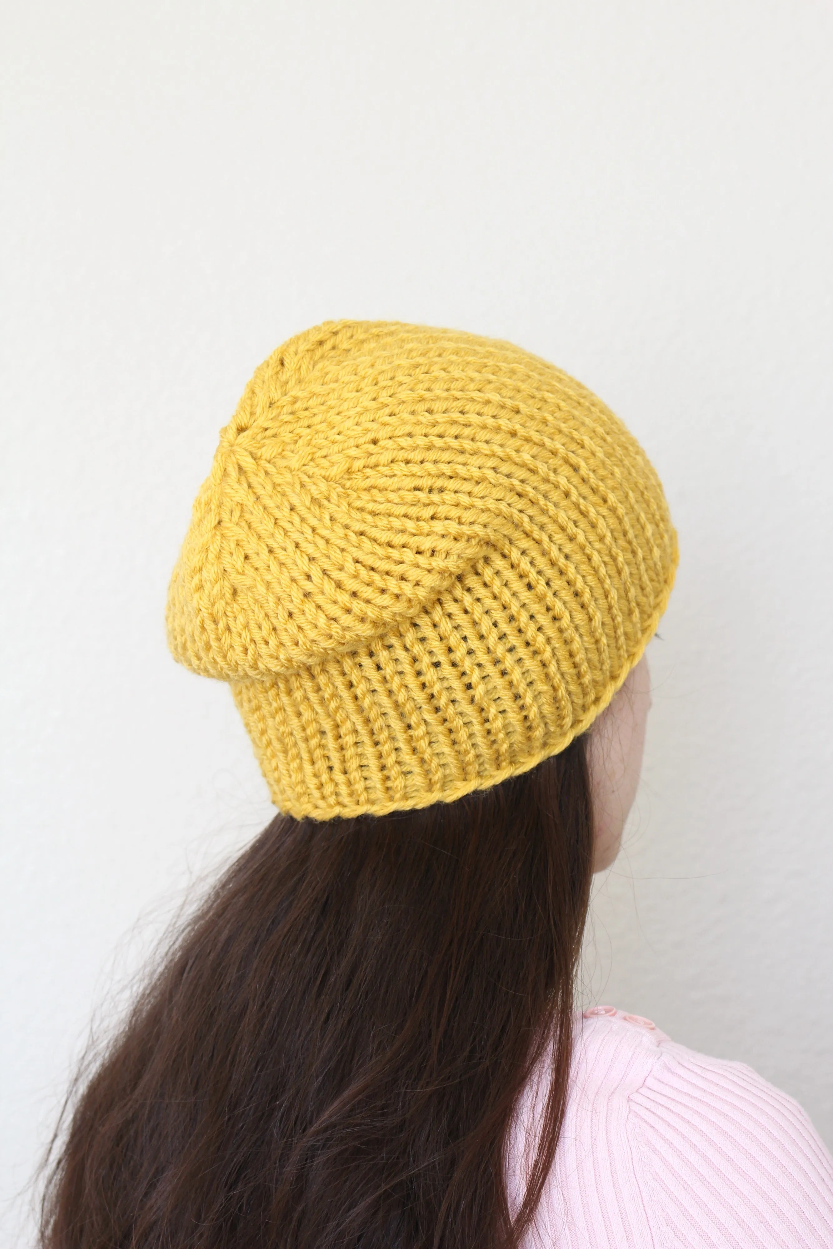 Beanie hat, knit hat, slouchy hat, knit beanie in soft pink color