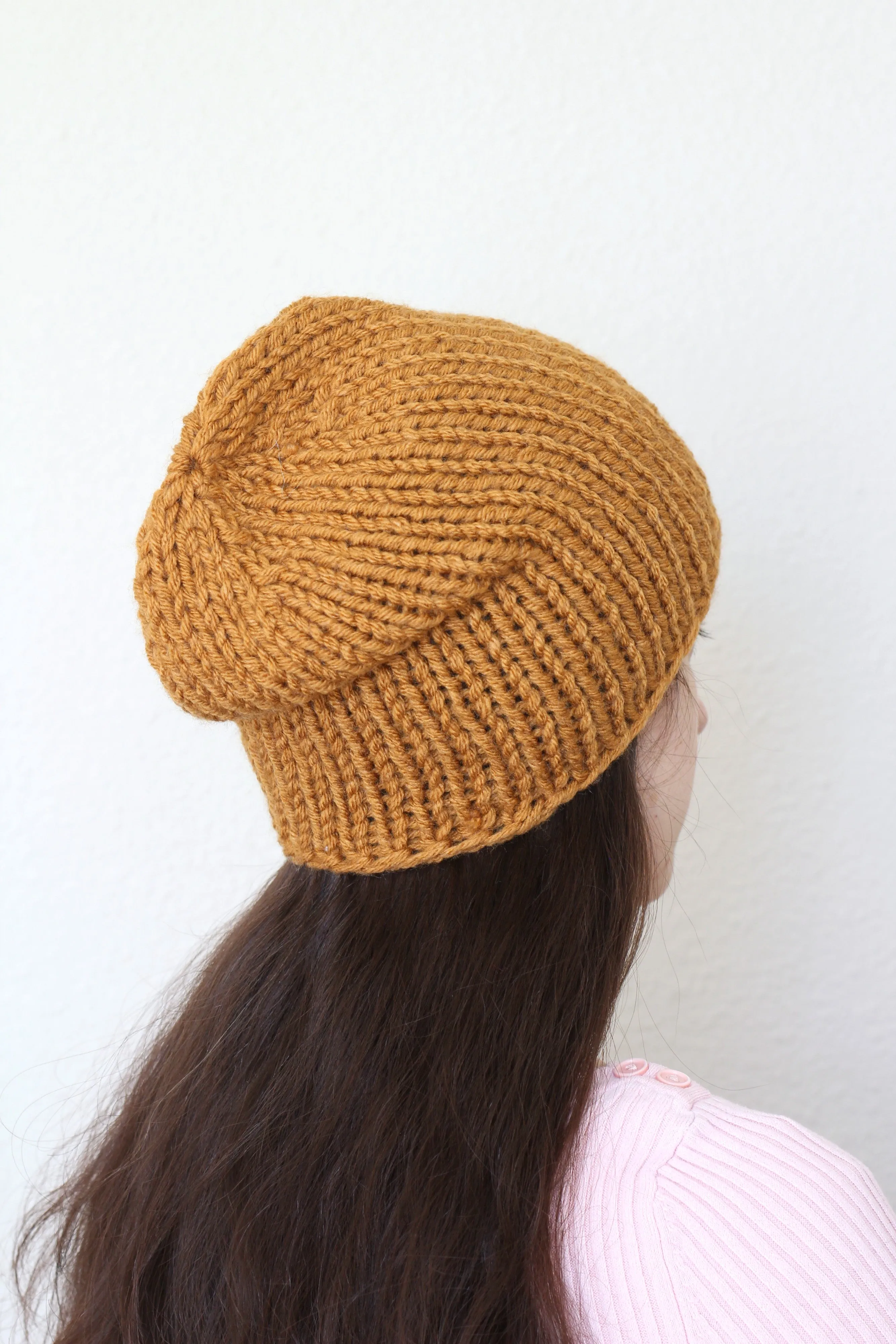 Beanie hat, knit hat, slouchy hat, knit beanie in soft pink color