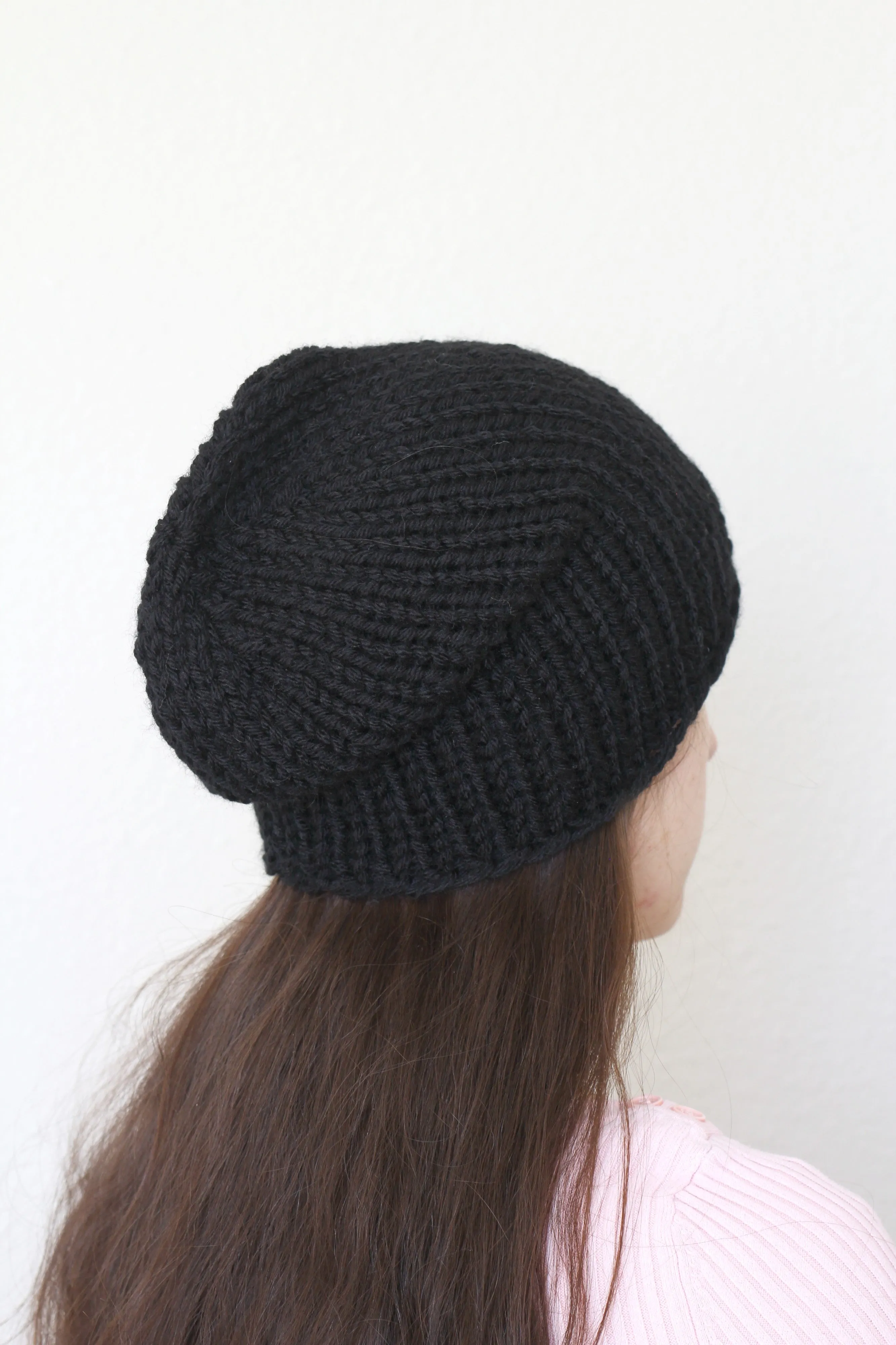 Beanie hat, knit hat, slouchy hat, knit beanie in soft pink color