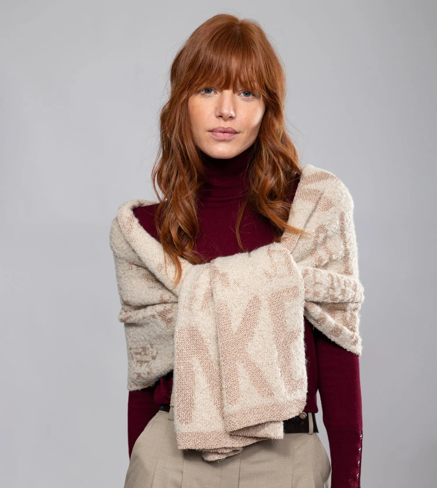 Beige logomania scarf.