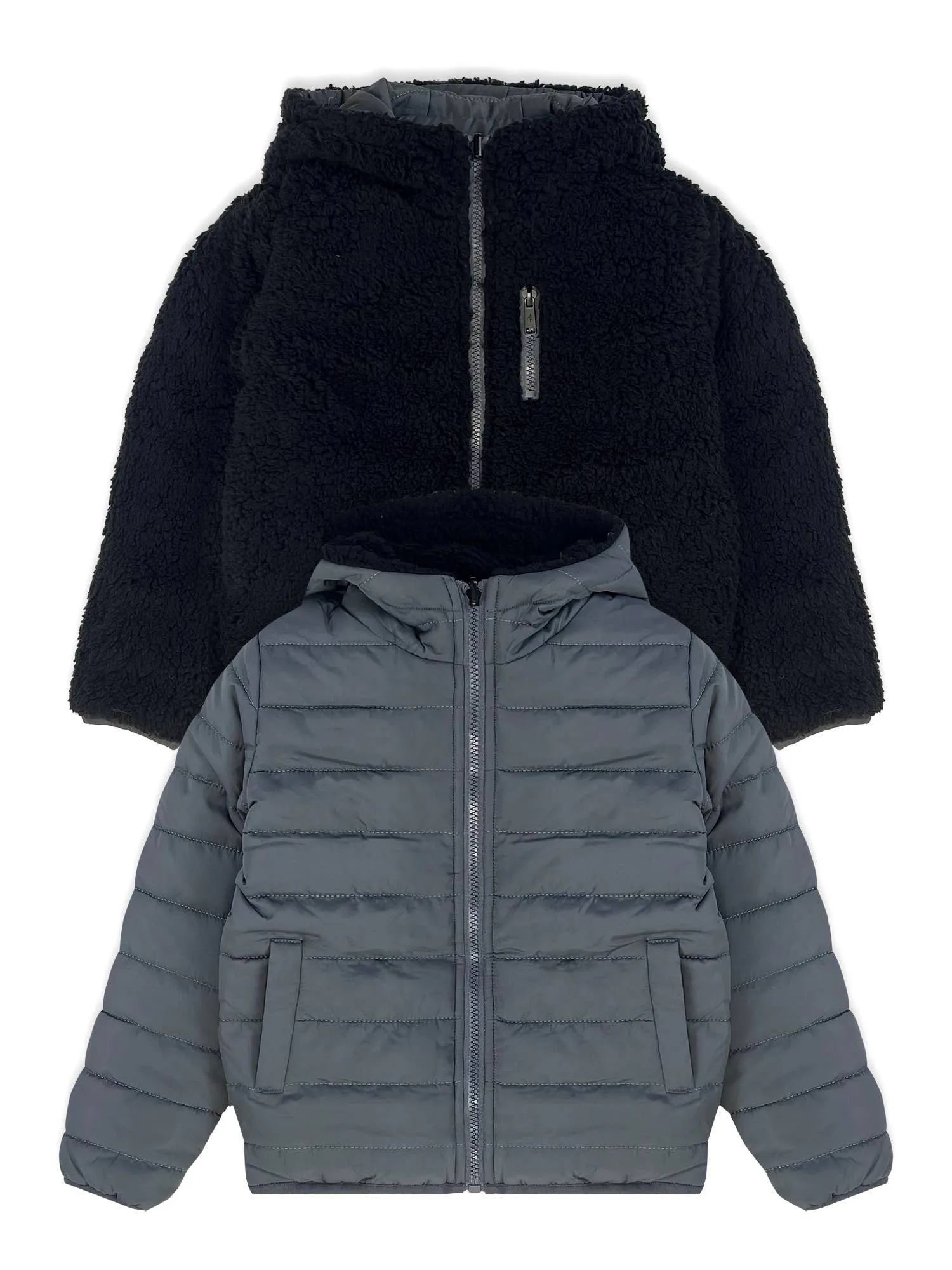 Boys’ Reversible Jacket with Sherpa Lining #J48: 2T-3T-4T
