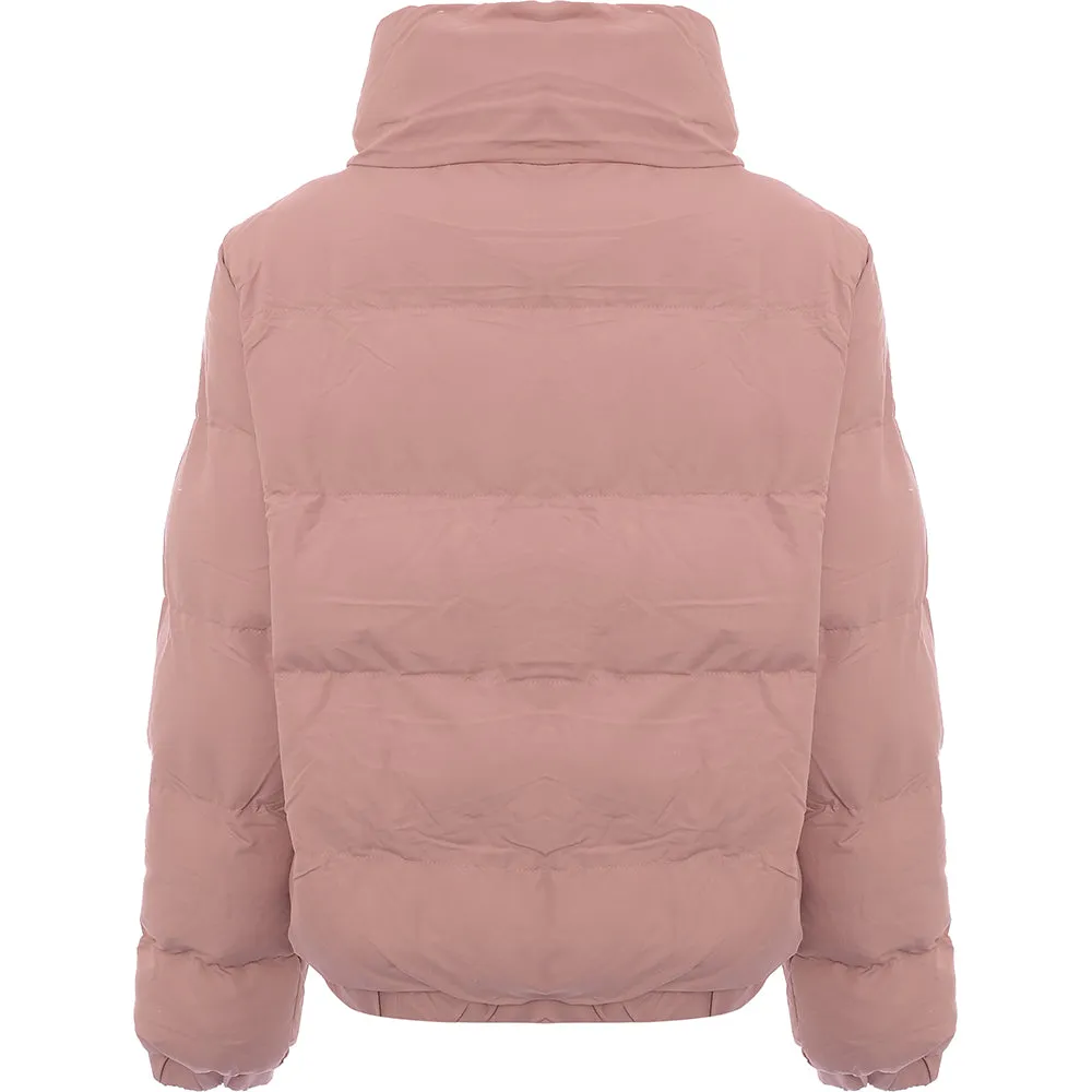 Brave Soul Womens Slay Peach Skin Puffer Jacket in Pink