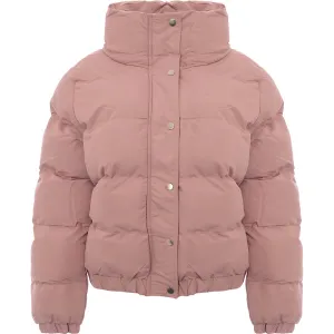 Brave Soul Womens Slay Peach Skin Puffer Jacket in Pink