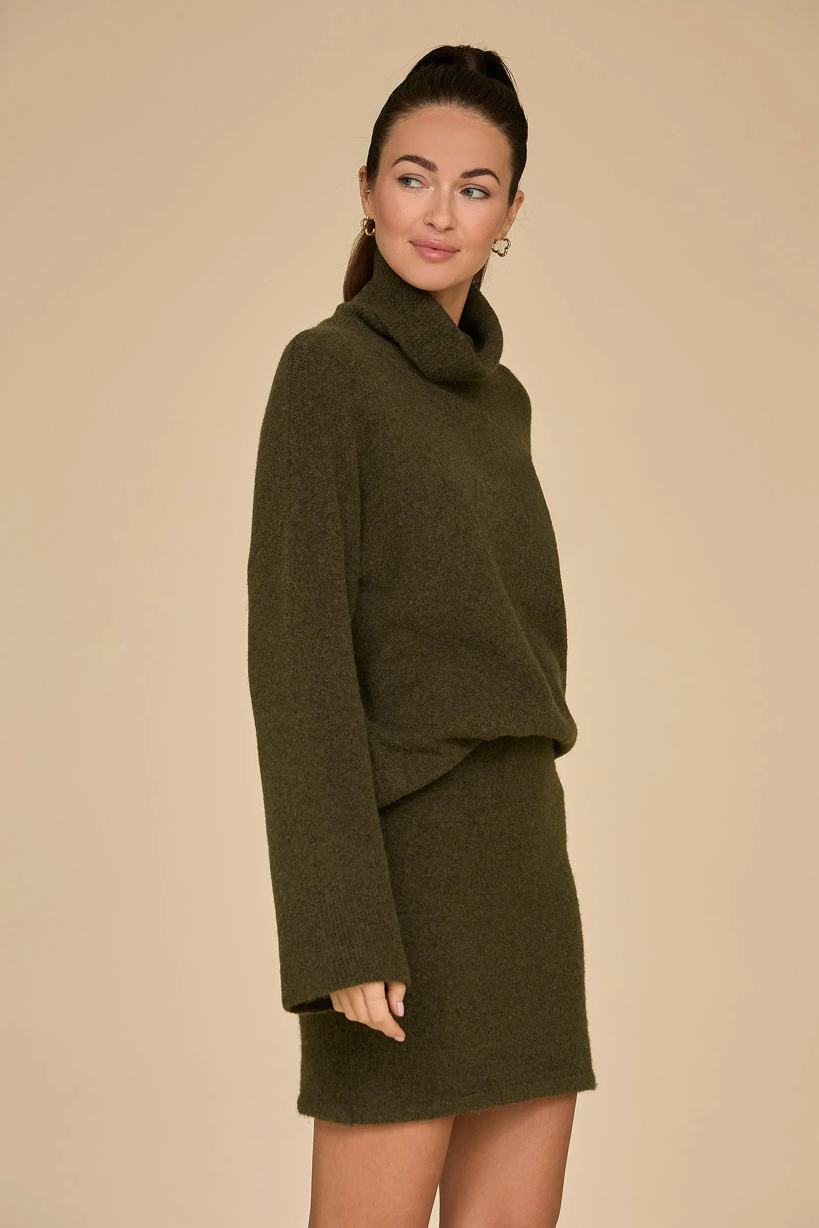 Calista Turtleneck Knit Sweater - Pine