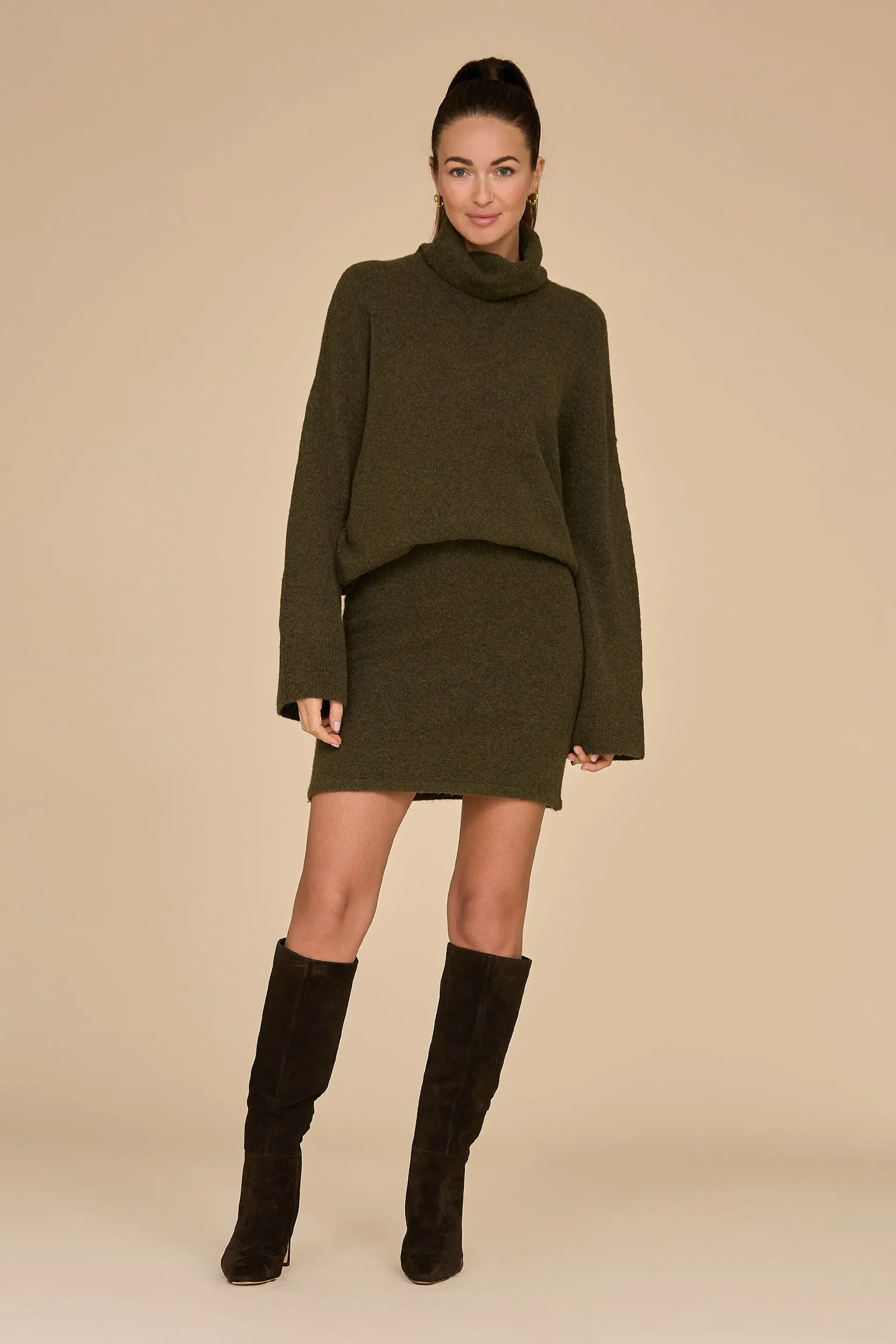 Calista Turtleneck Knit Sweater - Pine