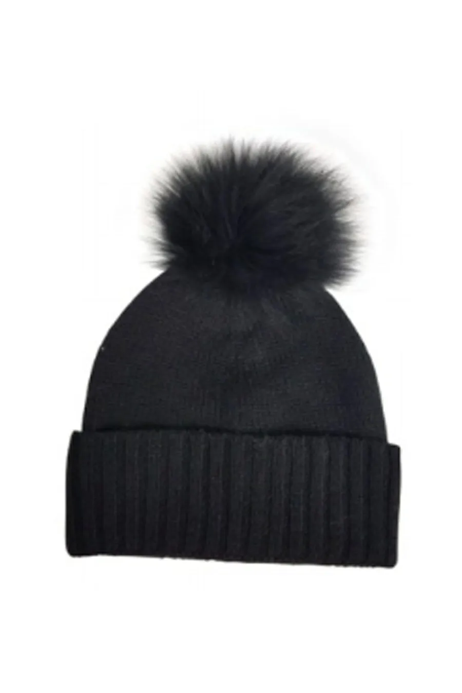 Cashmere Slouchy Cuff Hat with Real Fur
