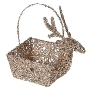 Champagne Glitter Reindeer Basket