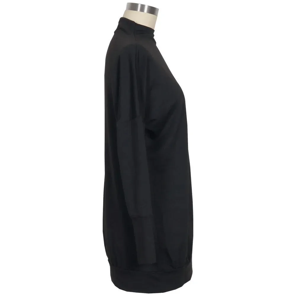 Chic Women's Long Sleeve Turtleneck Dress - Solid Color, Casual Autumn/Winter Style, Above Knee Length, Loose Fit