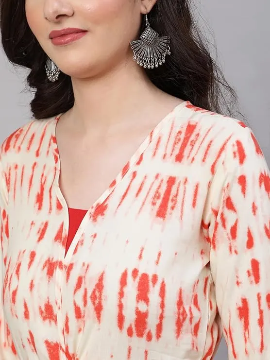 Elegant A-Line Dress with Tie-Dye Print