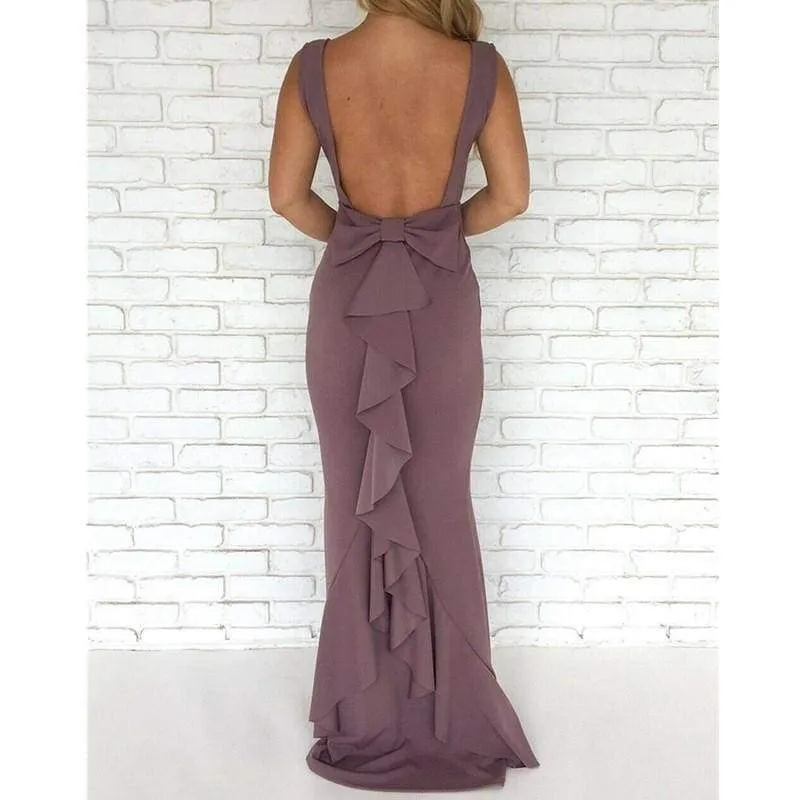 FashionSierra - Women Ladies Formal Backless Long Dress Party Ball Prom Gown Wedding Bridesmaid Sleeveless O-Neck Long Maxi Dress