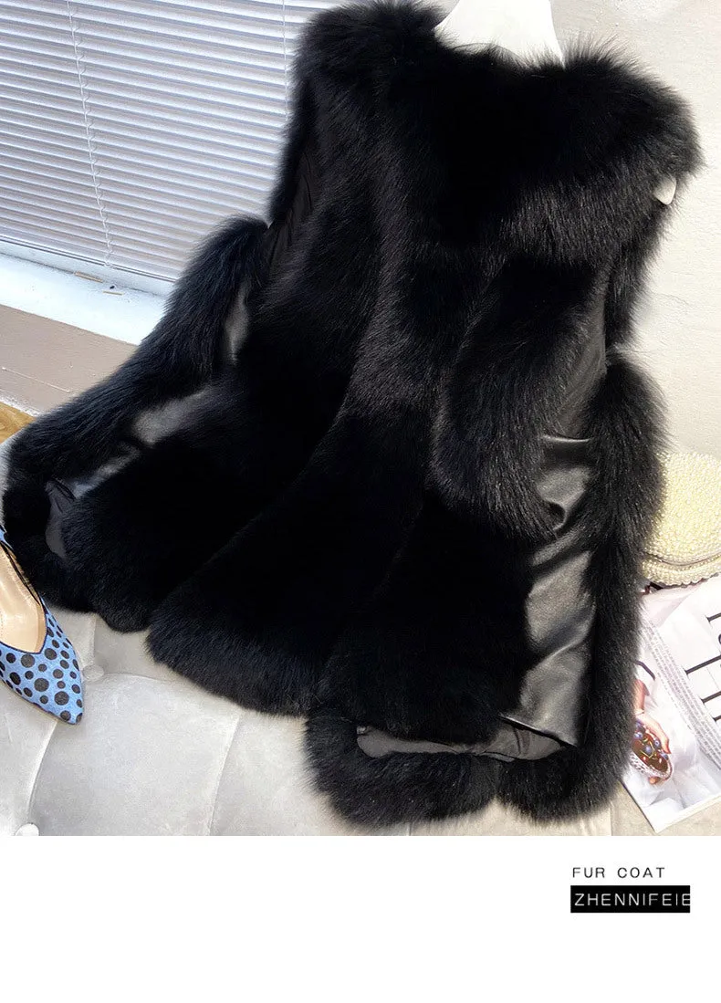 Faux Fur Sleeveless Vest Jacket Autumn Winter Elegant Fashion Vest Style Fashion Long Female Solid Color Autumn 2022