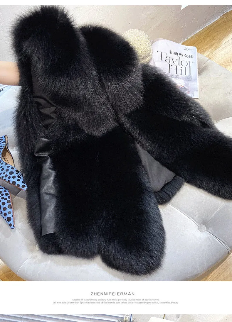 Faux Fur Sleeveless Vest Jacket Autumn Winter Elegant Fashion Vest Style Fashion Long Female Solid Color Autumn 2022