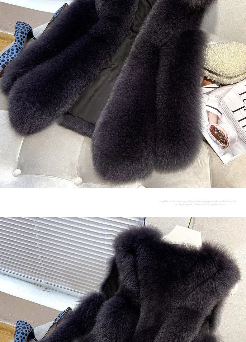 Faux Fur Sleeveless Vest Jacket Autumn Winter Elegant Fashion Vest Style Fashion Long Female Solid Color Autumn 2022