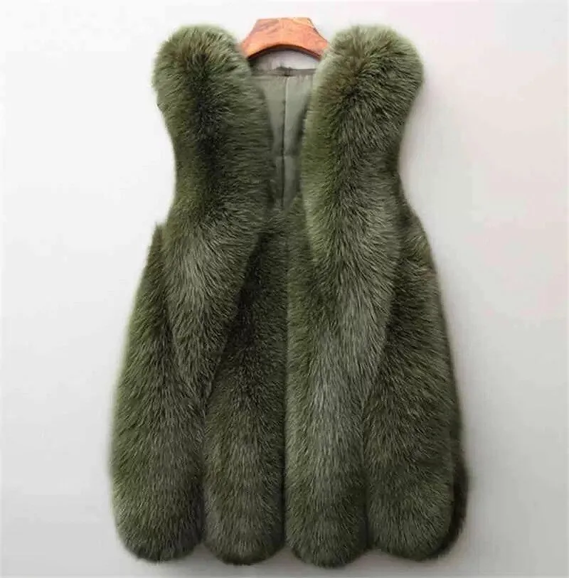 Faux Fur Sleeveless Vest Jacket Autumn Winter Elegant Fashion Vest Style Fashion Long Female Solid Color Autumn 2022