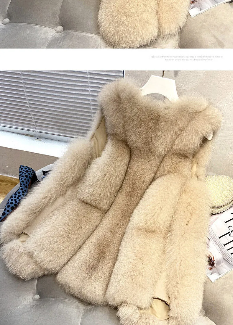 Faux Fur Sleeveless Vest Jacket Autumn Winter Elegant Fashion Vest Style Fashion Long Female Solid Color Autumn 2022