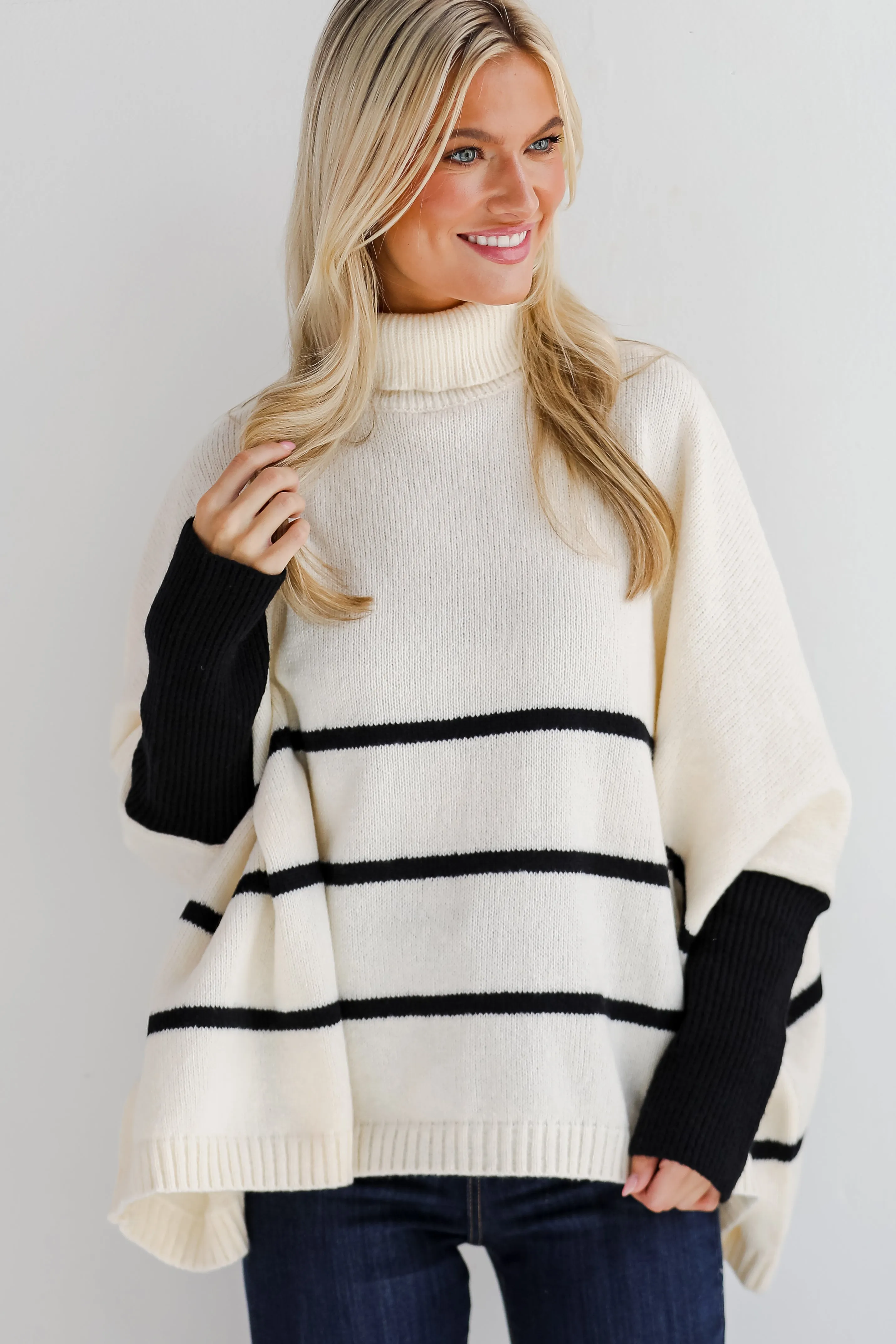 FINAL SALE - Sweetest Joy Oversized Striped Turtleneck Sweater