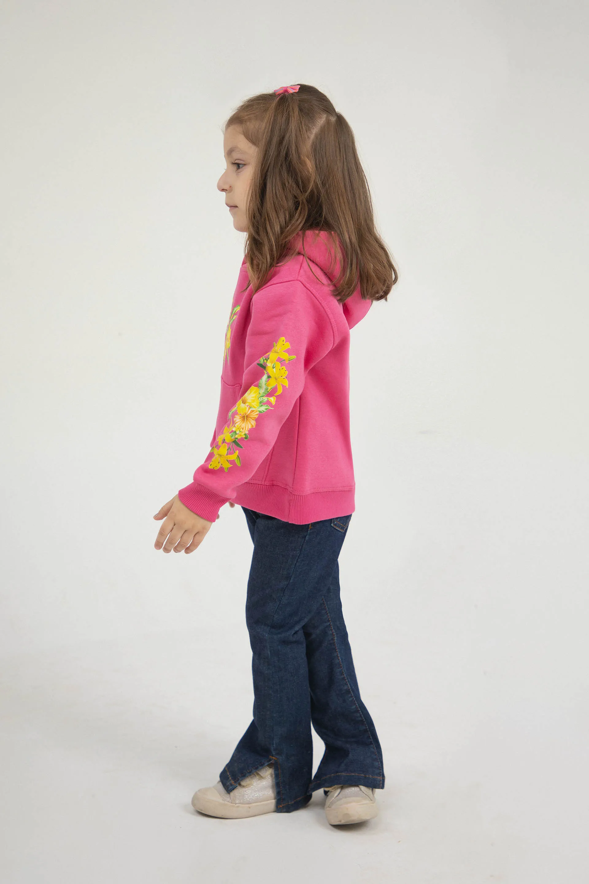 Floral Pullover Hoodie Pink