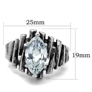 High polished (no plating) Stainless Steel Ring with AAA Grade CZ in Clear for Women Style TK1516