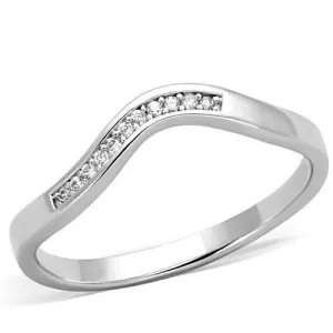 High polished (no plating) Stainless Steel Ring with AAA Grade CZ in Clear for Women Style TK1682