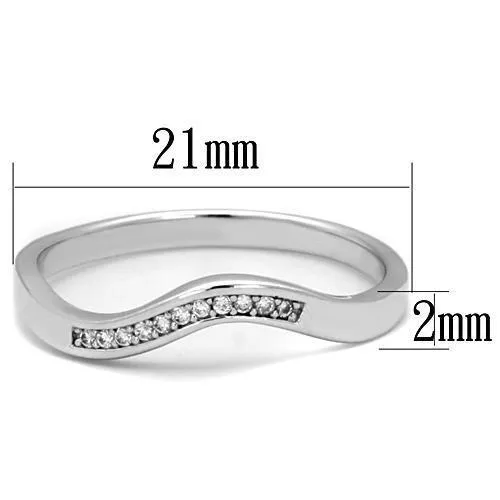 High polished (no plating) Stainless Steel Ring with AAA Grade CZ in Clear for Women Style TK1682