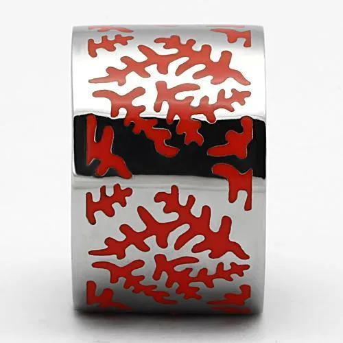 High polished (no plating) Stainless Steel Ring with Epoxy in Siam for Women Style TK821