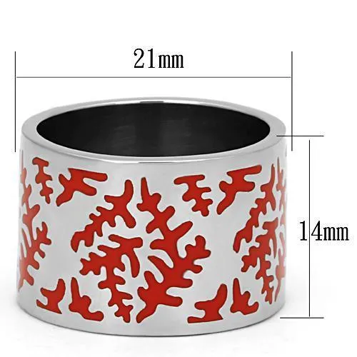 High polished (no plating) Stainless Steel Ring with Epoxy in Siam for Women Style TK821