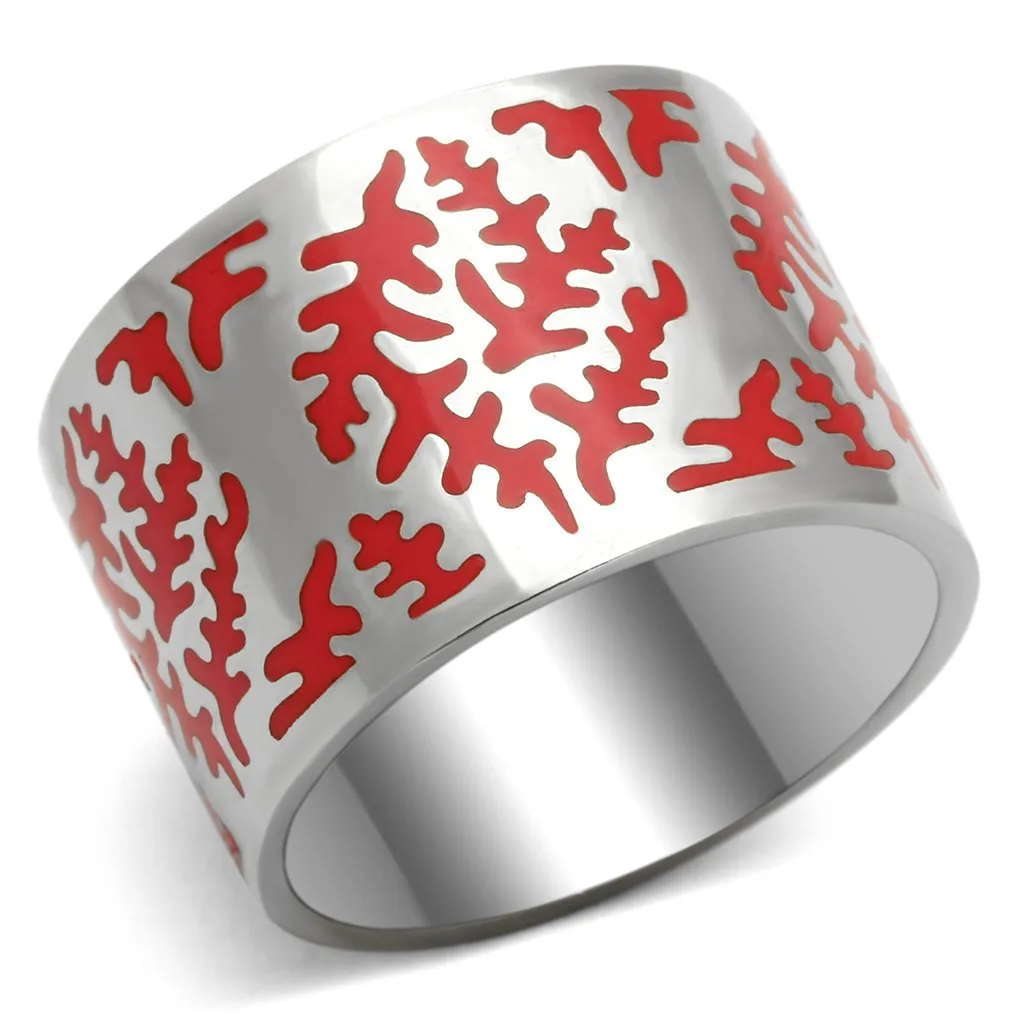 High polished (no plating) Stainless Steel Ring with Epoxy in Siam for Women Style TK821