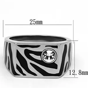 High polished (no plating) Stainless Steel Ring with Top Grade Crystal in Clear for Women Style TK1054
