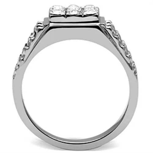 High polished (no plating) Stainless Steel Ring with Top Grade Crystal in Clear for Women Style TK361
