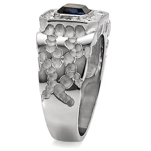 High polished (no plating) Stainless Steel Ring with Top Grade Crystal in Montana for Women Style TK02210