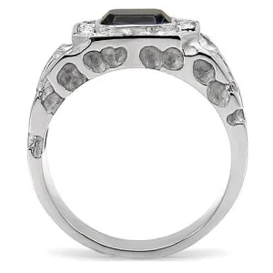 High polished (no plating) Stainless Steel Ring with Top Grade Crystal in Montana for Women Style TK02210