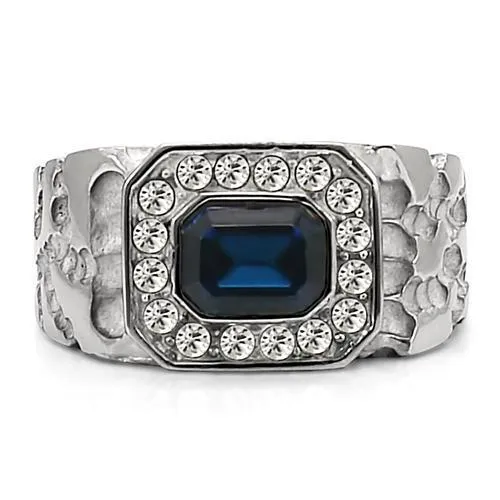 High polished (no plating) Stainless Steel Ring with Top Grade Crystal in Montana for Women Style TK02210