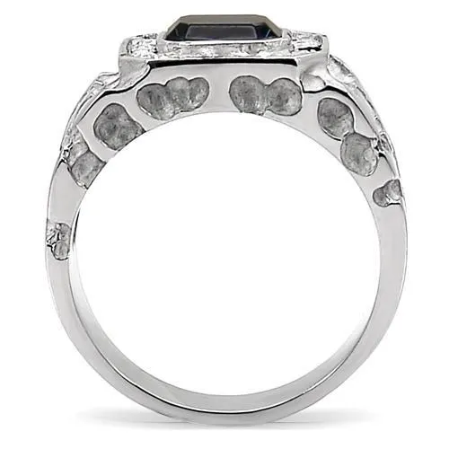 High polished (no plating) Stainless Steel Ring with Top Grade Crystal in Montana for Women Style TK02210