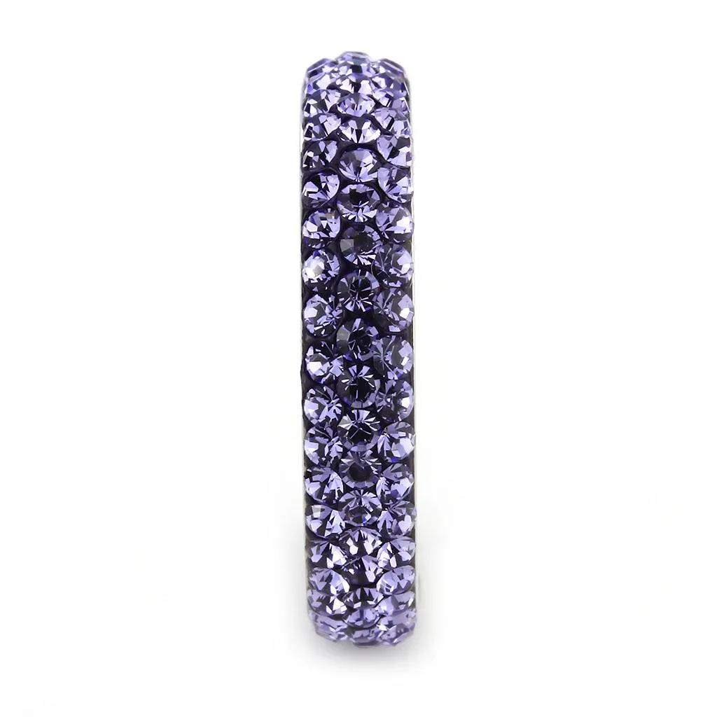 High polished (no plating) Stainless Steel Ring with Top Grade Crystal in Tanzanite for Women Style TK3540