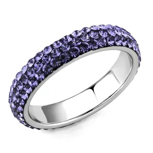High polished (no plating) Stainless Steel Ring with Top Grade Crystal in Tanzanite for Women Style TK3540