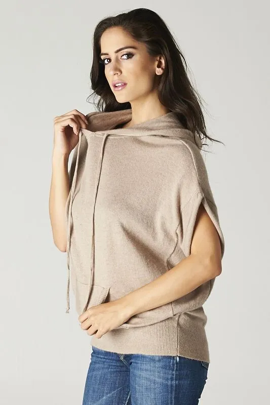Hooded Dolman Short Sleeve Sweater