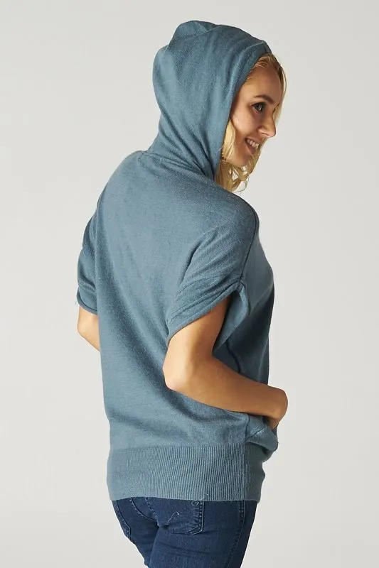 Hooded Dolman Short Sleeve Sweater