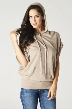 Hooded Dolman Short Sleeve Sweater