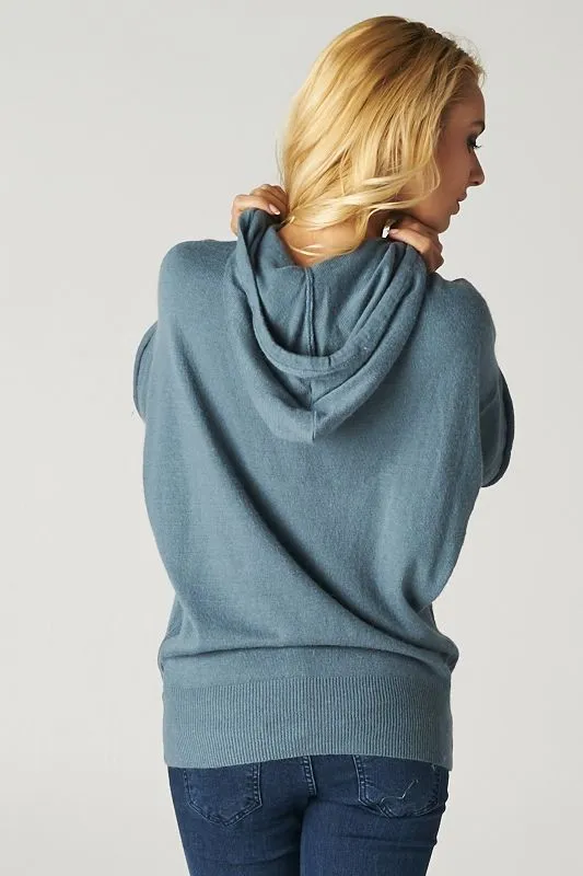Hooded Dolman Short Sleeve Sweater