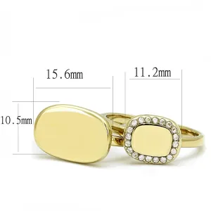 IP Gold(Ion Plating) Stainless Steel Ring with AAA Grade CZ in Clear for Women Style TK3121