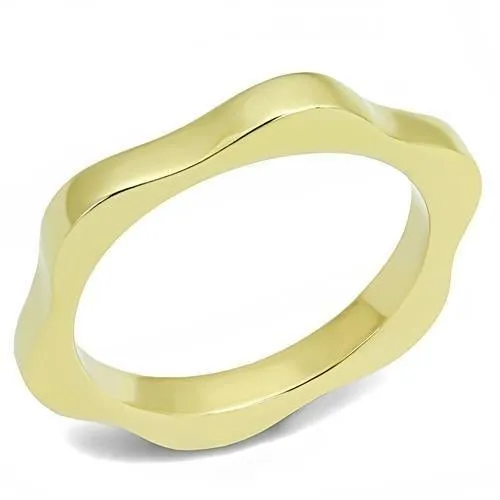 IP Gold(Ion Plating) Stainless Steel Ring with No Stone for Women Style TK3033