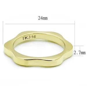 IP Gold(Ion Plating) Stainless Steel Ring with No Stone for Women Style TK3033