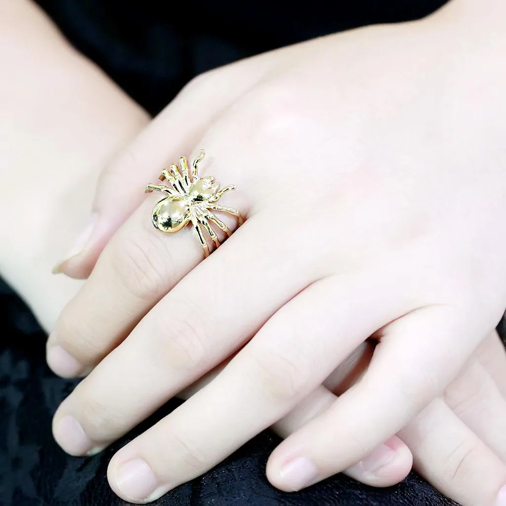 IP Gold(Ion Plating) Stainless Steel Ring with No Stone for Women Style TK3718
